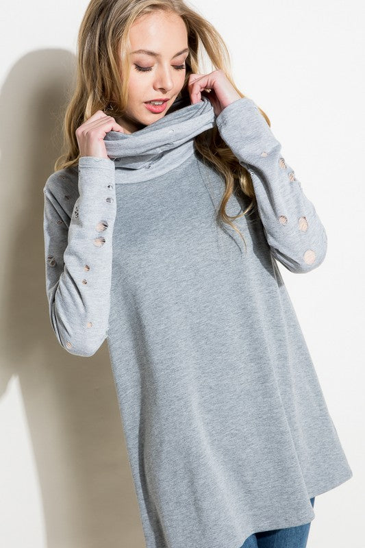 Distressed Terry Mix Tunic