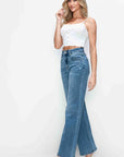 bytos Full Size High Rise Wide Leg Jeans with Pockets