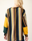 Celeste Full Size Striped Color Block Exposed Seam T-Shirt