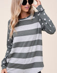 e Luna Dot Stripe Mixed Sweatshirt