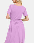 Zenana Surplice Short Sleeve Brushed DTY Dress