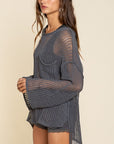 POL Loose Fit See-through Boat Neck Sweater