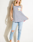 e Luna Striped Floral Mix Tank