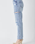 RISEN Distressed Slim Cropped Jeans