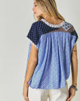 Davi & Dani Printed Lace V-Neck Top - Online Only