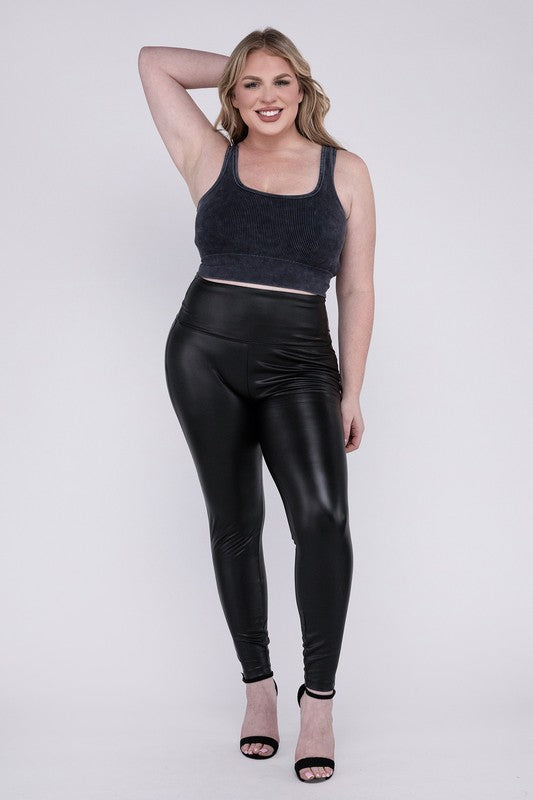 ZENANA Plus High Rise Faux Leather Leggings