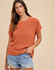 Annie Wear Round Neck Short Sleeve Sweater