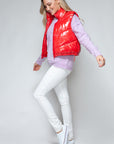 Snobbish Zip Up Turtleneck Shiny Quilted Vest