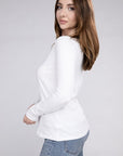 Zenana Cotton V-Neck Long Sleeve T-Shirt