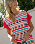 e Luna Multi Stripe Mixed Top