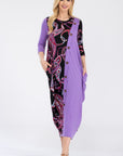 Celeste Full Size Paisley Contrast Midi Dress with Pockets