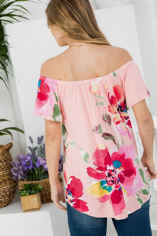 e Luna PLUS Floral Off Shoulder Top