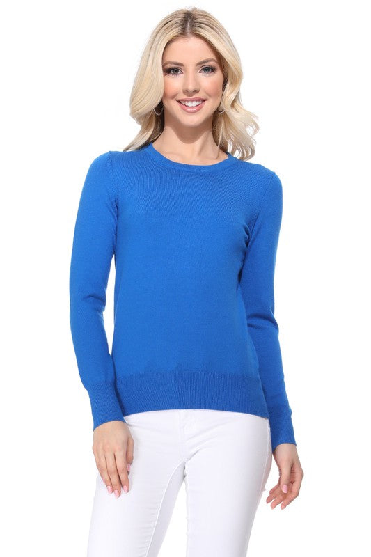 Crew Neck Long Sleeve Light Basic Casual Knit Top