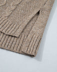 Dark Khaki Cable Knit Turtleneck Sweater