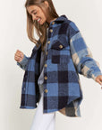 Davi & Dani Plaid Chest Pocket Detail Shacket