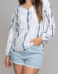 V -Neck Top with Balloon Sleeves