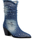 Savant Diamante & Rhinestones Denim Boots