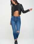 Coalition LA Zip Up Cropped Bomber Jacket