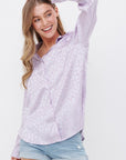 Satin Leopard Print Button Down Top