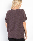 Be Stage Full Size Lurex Center Elastic Cinched Knit Top