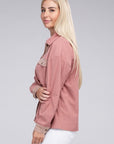 Pink Two Tone Flap Pocket Shirt