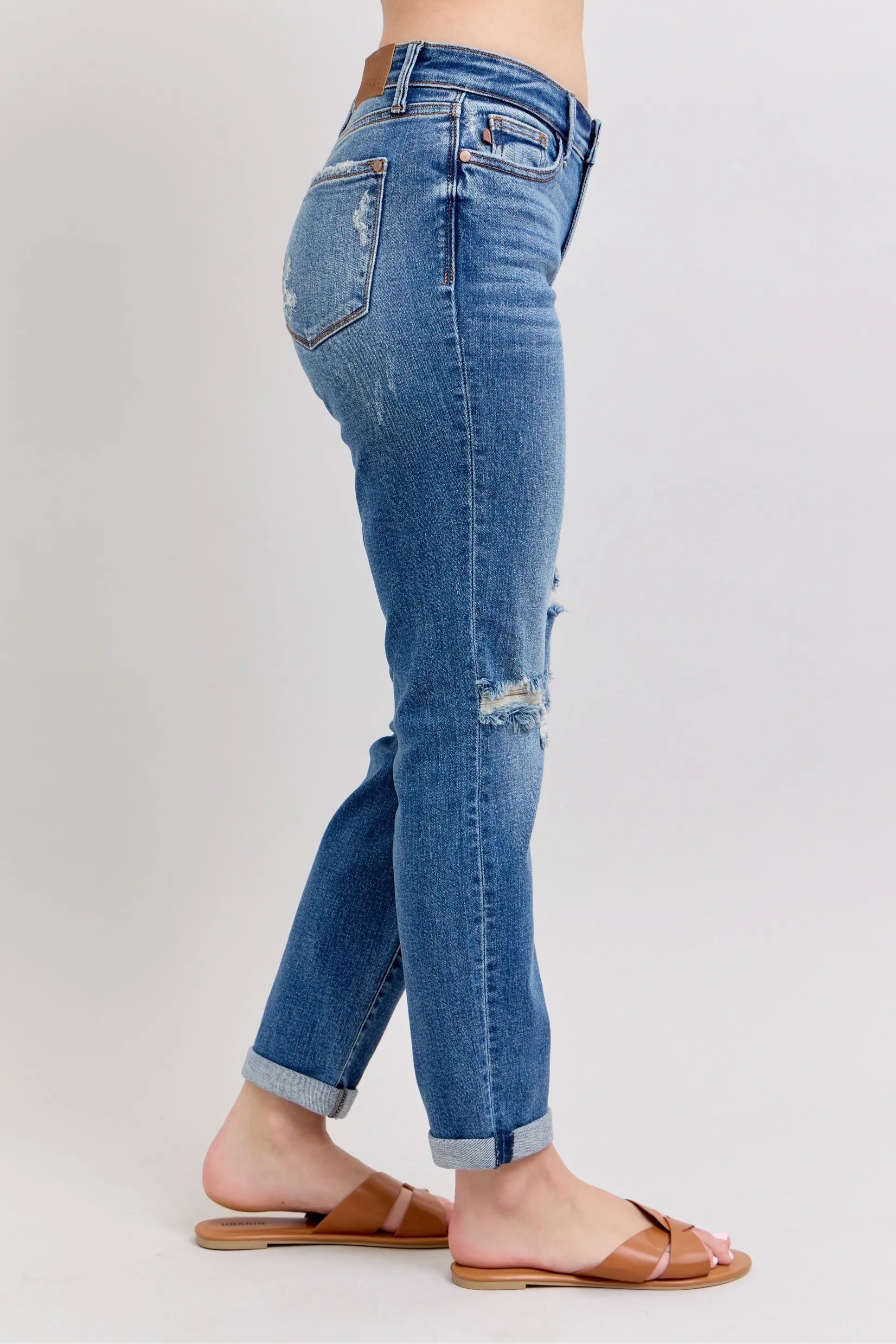 Judy Blue Full Size Mr Vintage Wash Boyfriend Fit W/ Destroy Jeans Plue Size
