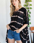 Jade By Jane Striped Tie Dye Round Neck Tunic Plus