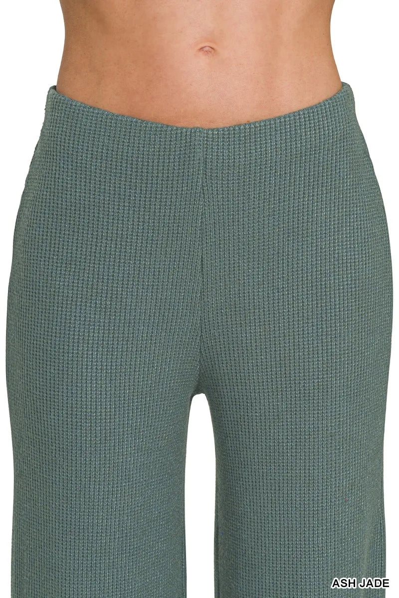 Zenana Mock Neck Top and Pants Sweater Set in Jade