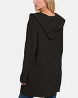 Zenana Hooded Open Front Sweater Cardigan