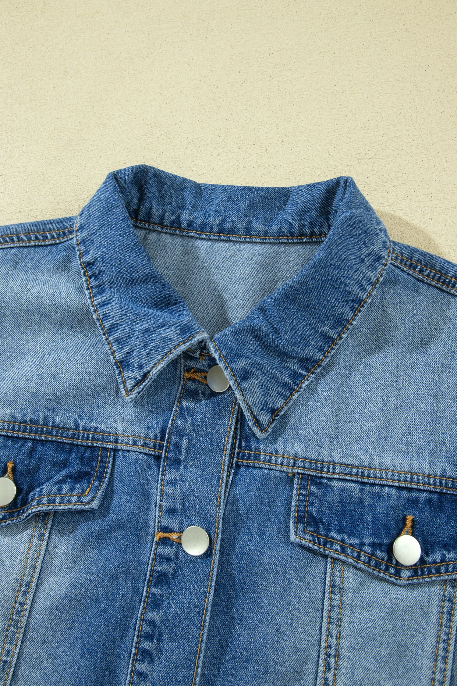 Ruffled Short Sleeve Denim Jacket