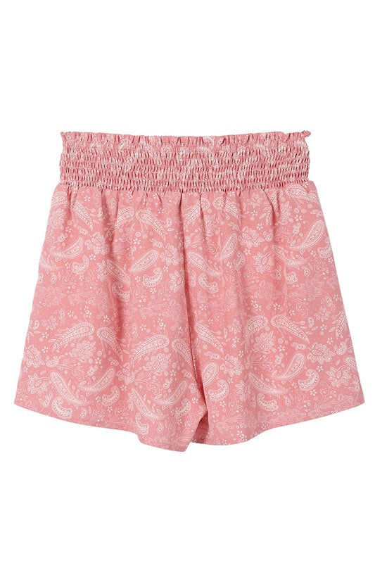 Lilou Paisley Shirred Waist Casual Shorts (see top separately)