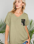 e Luna PLUS Camouflage Sequence Pocket Top