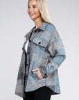 Grey Check Pocketed Shacket