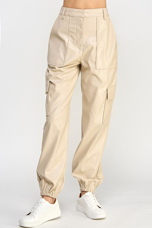 Sweet Generis Relaxed Vegan Leather Cargo Pants