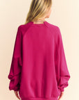 Davi & Dani Round Neck Raglan Sleeve Sweatshirt