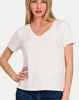 Zenana Ribbed Short Sleeve T-Shirt