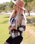 Women Distressed Raw Edge Plaid Print Shirt