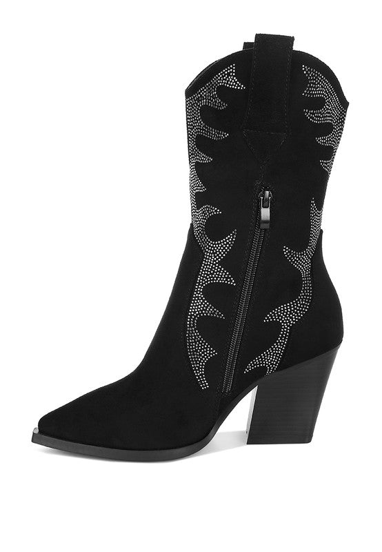 Rambler Rhinestones Embellished Calf Boots