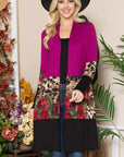 Celeste Full Size Color Block Open Front Cardigan