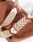 Fame PU Leather Chevron Strap Crossbody Bag