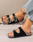 Kehlani Buckle Faux Suede Slippers