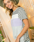 e Luna PLUS Striped Solid Color Blocked Top