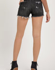 RISEN Full Size Mid Rise Raw Hem Denim Shorts