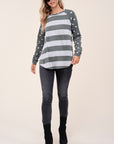 e Luna Dot Stripe Mixed Sweatshirt