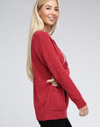 Zenana Melange Open Front Sweater Cardigan