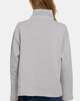 Zenana Turtleneck Half Snap Fleece Sweatshirt