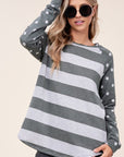 e Luna Dot Stripe Mixed Sweatshirt