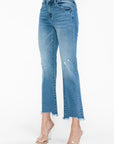 bytos Raw Hem Distressed Mid Rise Crop Jeans