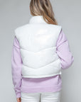 Snobbish Zip Up Turtleneck Shiny Quilted Vest