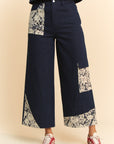 Davi & Dani Lace Applique Wide Leg Jeans